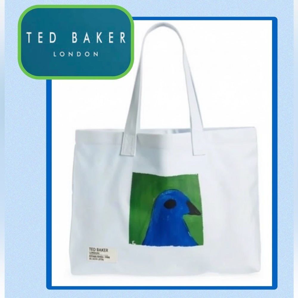 NWT! 🐦 Unisex Classic & Unique Ted Baker London Burdey Tote Bag in Light Blue
